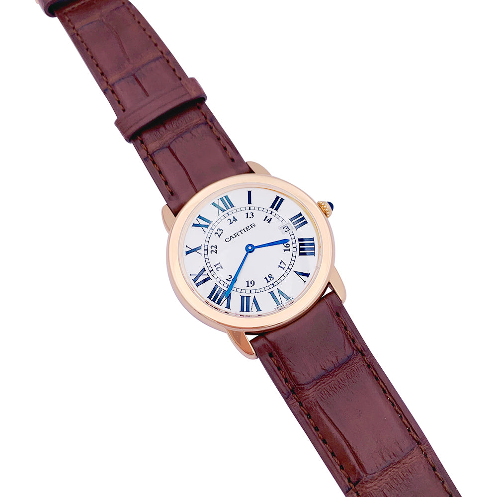 Cartier "Ronde Solo" watch, pink gold, leather.