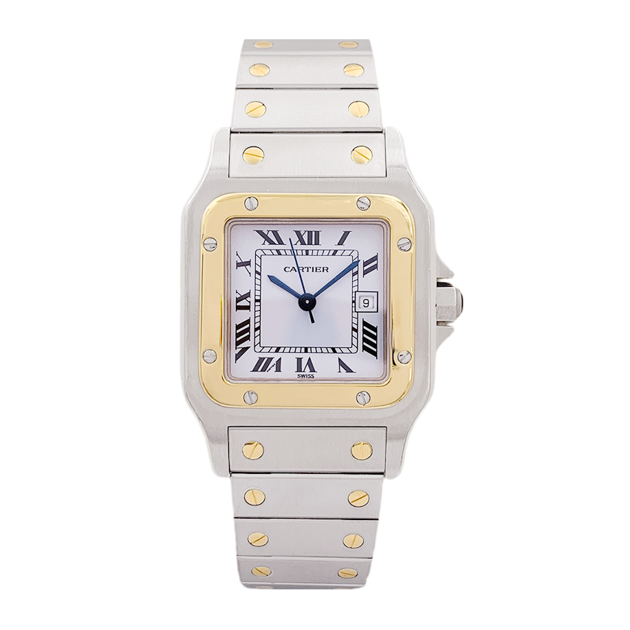 Montre Cartier, "Santos", or et acier.