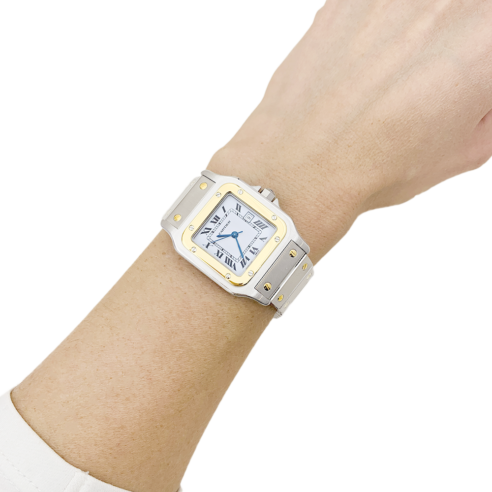 Cartier watch, "Santos", gold and steel.