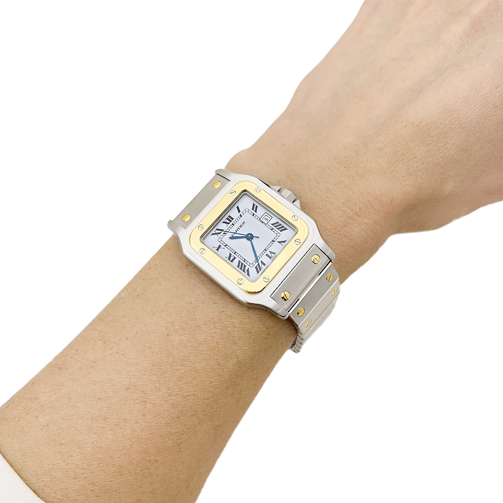 Cartier watch, "Santos", gold and steel.