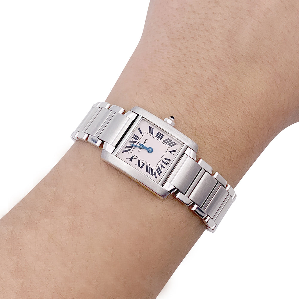 Cartier watch, "Tank Française", steel.