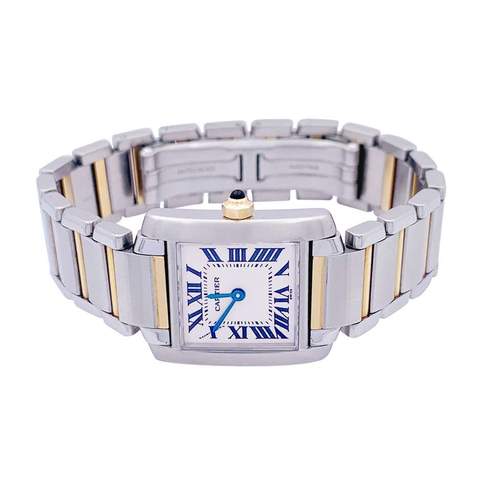 Cartier watch, "Tank Française", gold and steel.