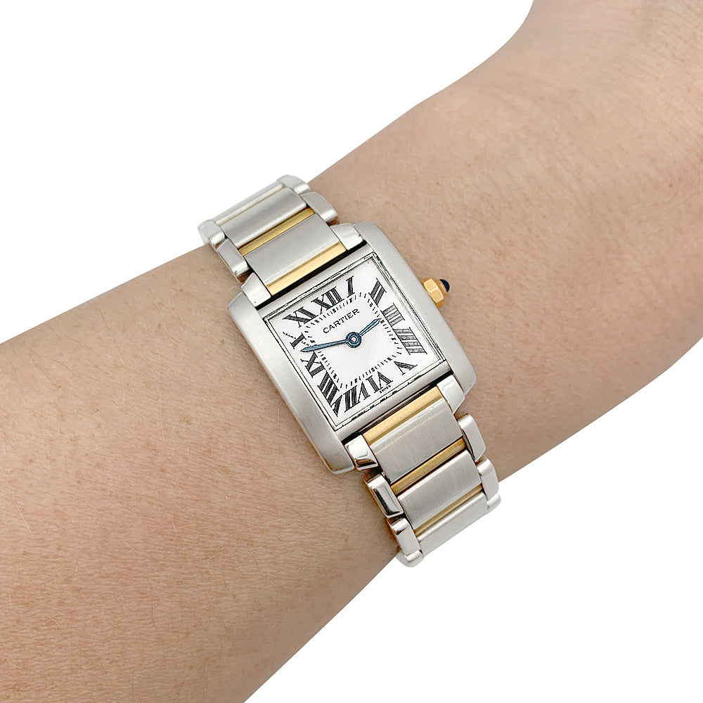 Cartier watch, "Tank Française", gold and steel.