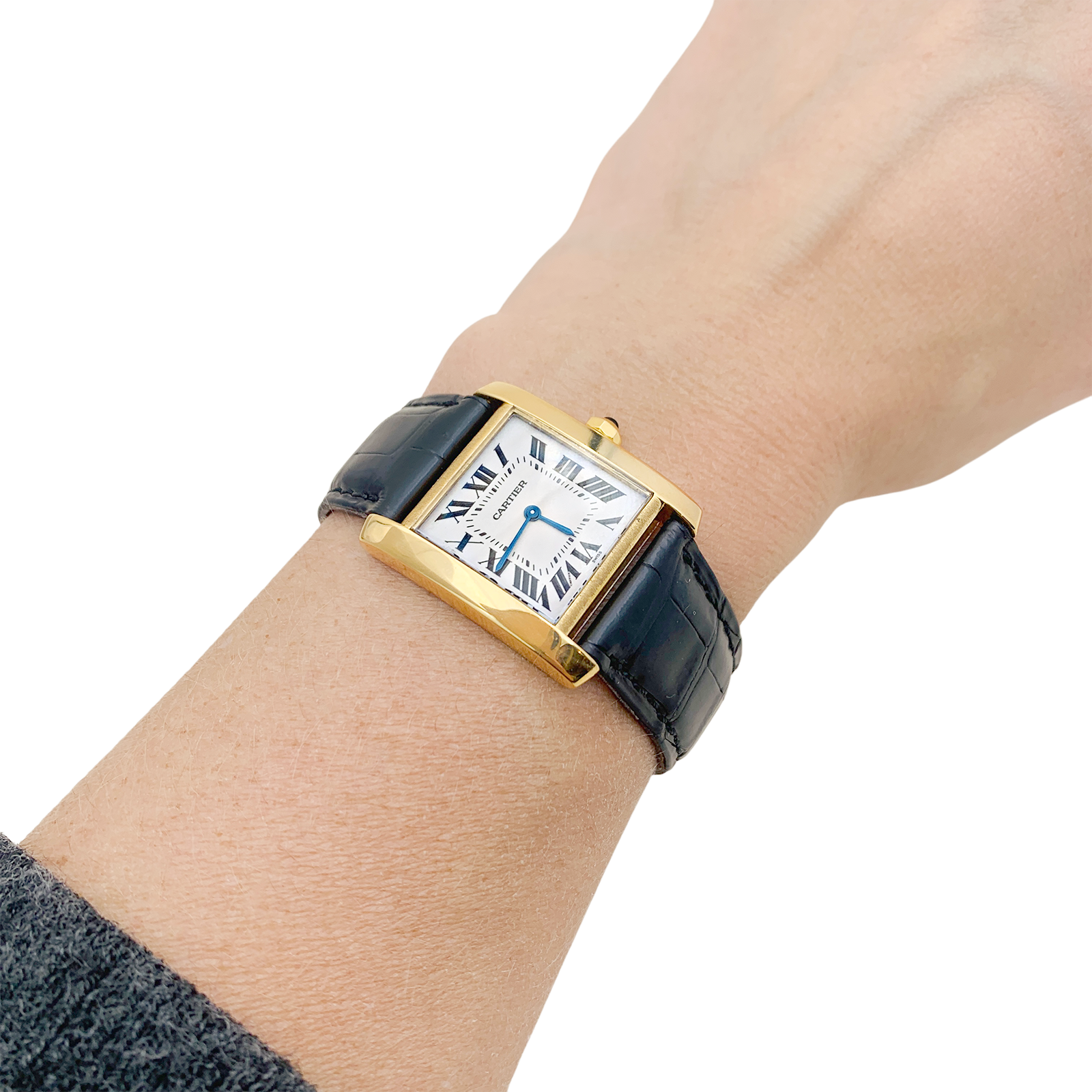Cartier "Tank Française" yellow gold watch.