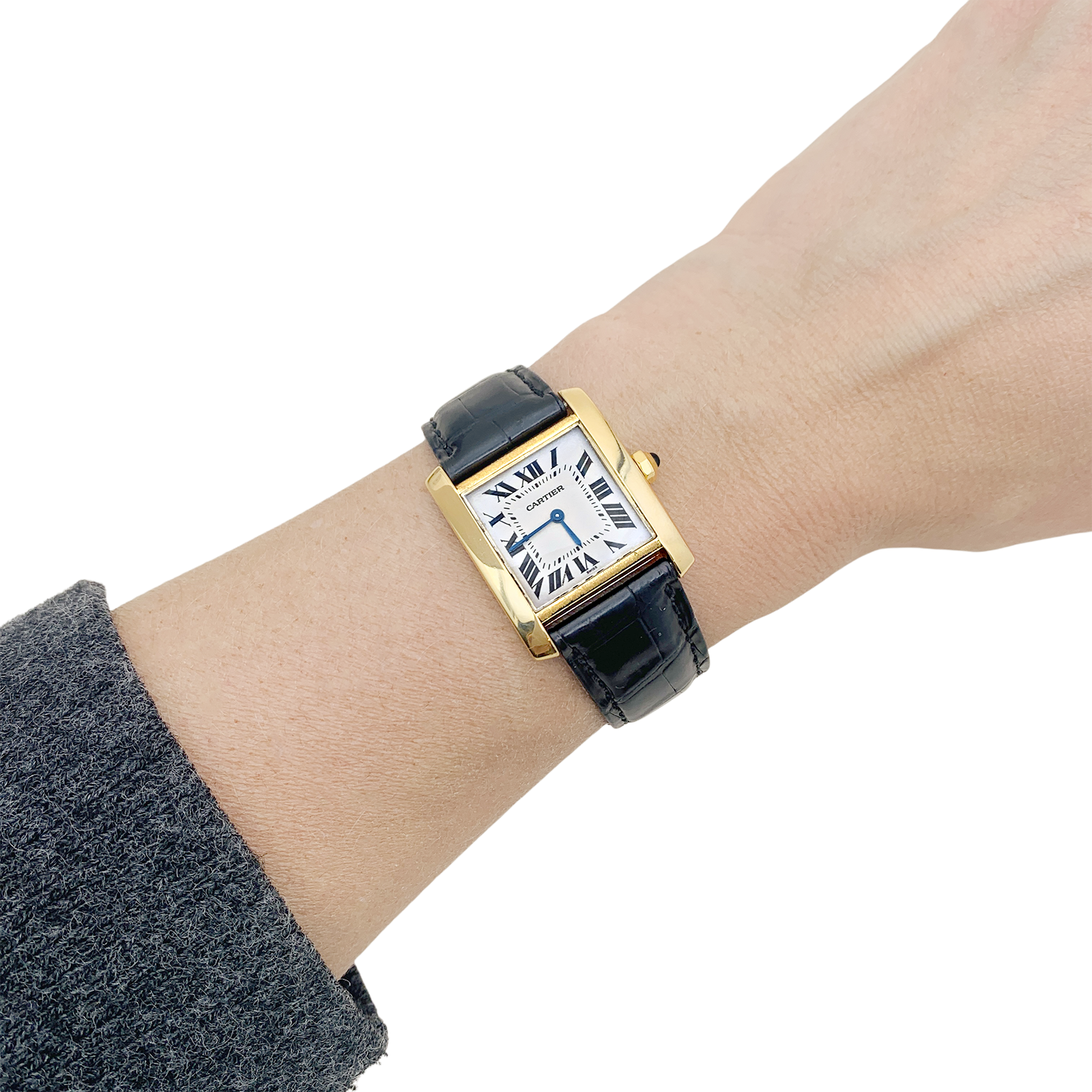 Cartier "Tank Française" yellow gold watch.