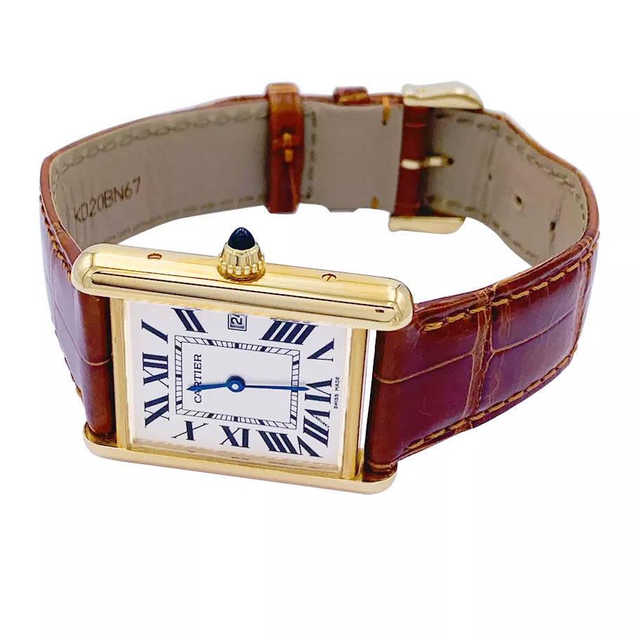 Cartier "Tank Louis Cartier" watch in yellow gold.
