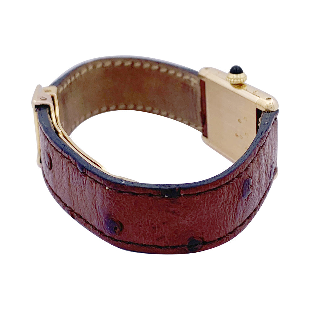Cartier "Tank Louis Cartier" watch, yellow gold, leather.