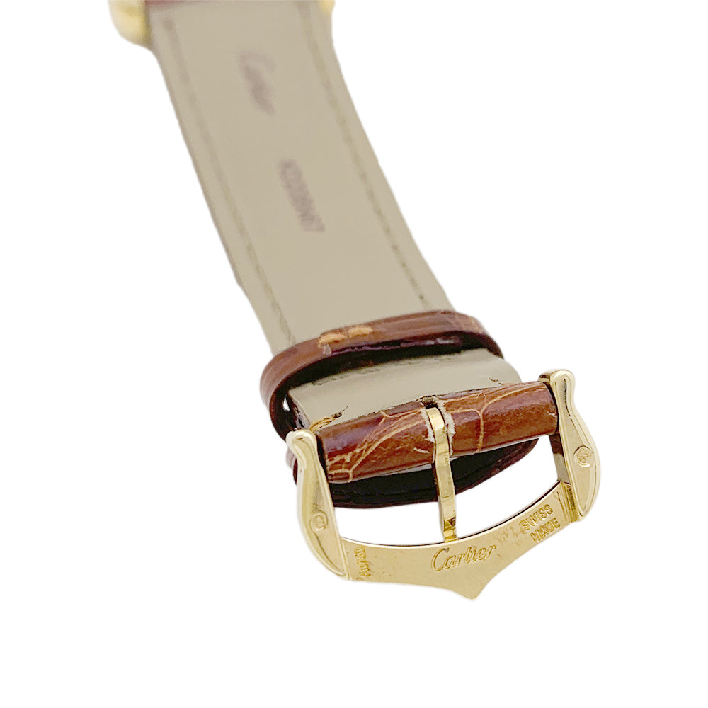 Cartier "Tank Louis Cartier" watch, yellow gold, leather.