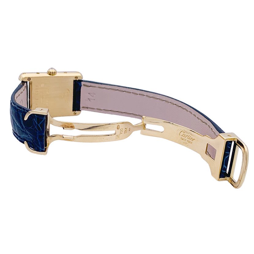 Cartier watch, "Tank Louis Cartier", yellow gold and diamonds.