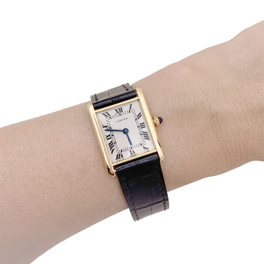 Cartier watch, "Tank Louis Cartier Extra Plate", yellow gold.