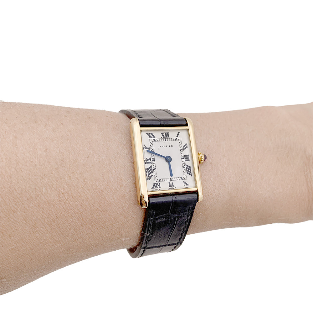 Cartier watch, "Tank Louis Cartier Extra Plate", yellow gold.