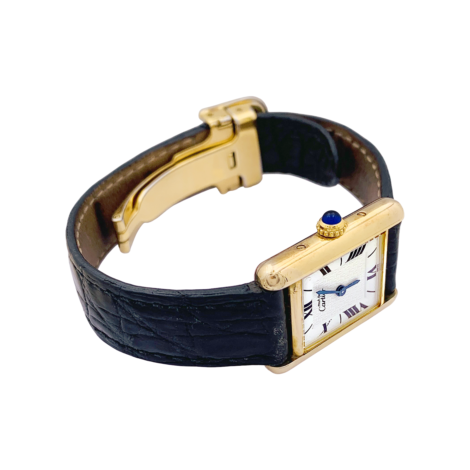 Montre Cartier "Tank Must" argent plaqué or.