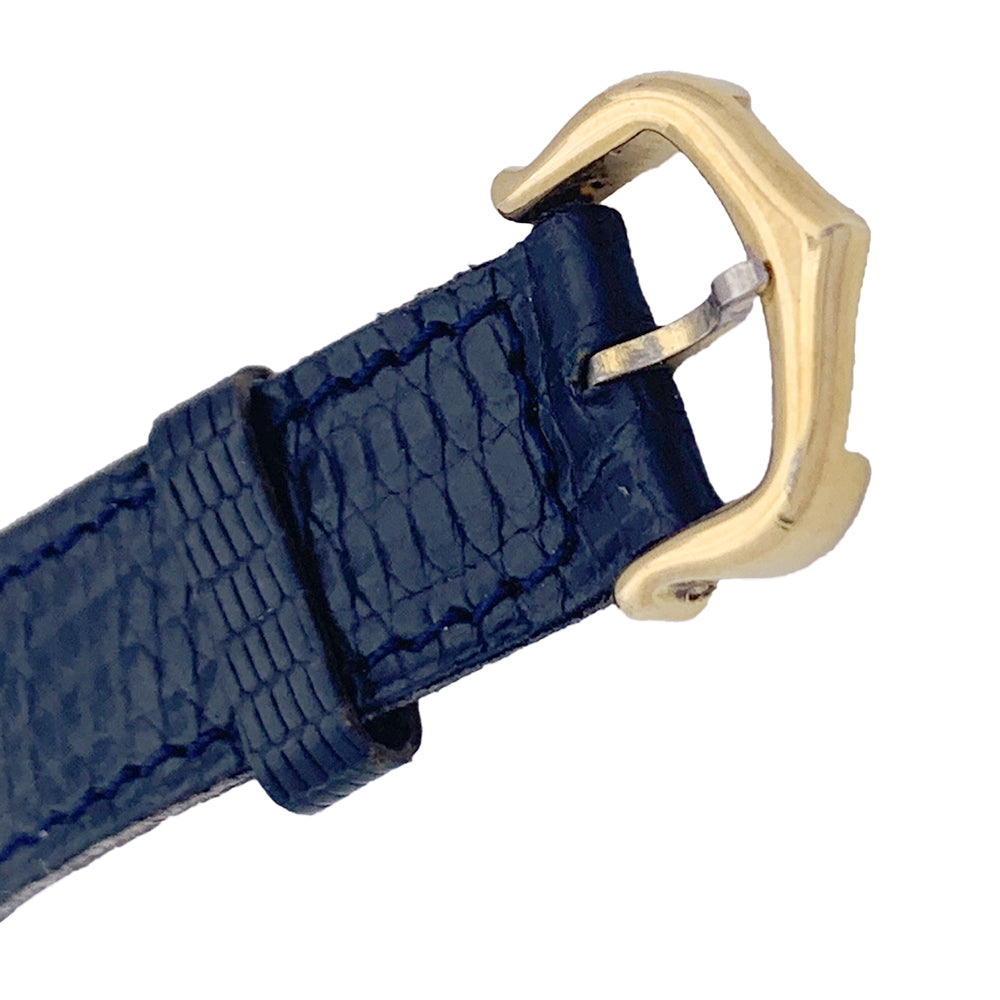 Cartier "Tank Must" watch, gold-plated silver, blue lacquered dial.
