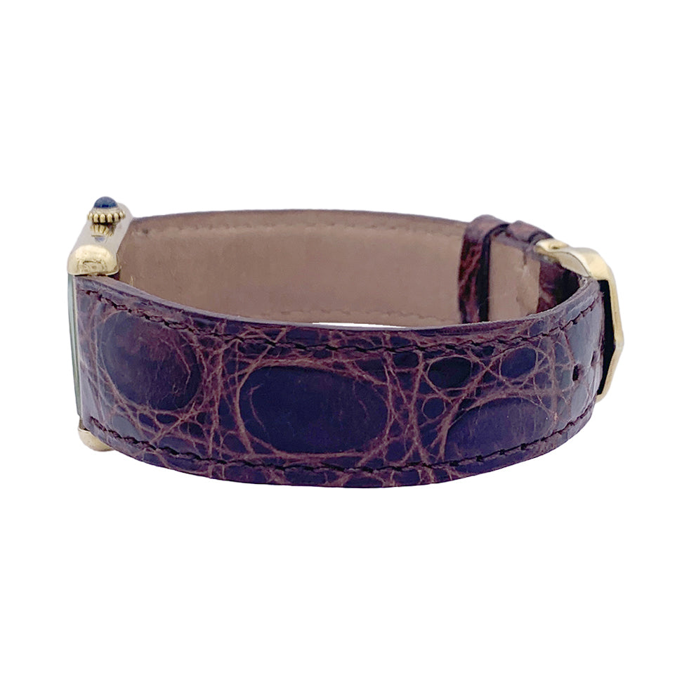 Cartier "Tank Must" watch, gold-plated silver, brown lacquered dial.