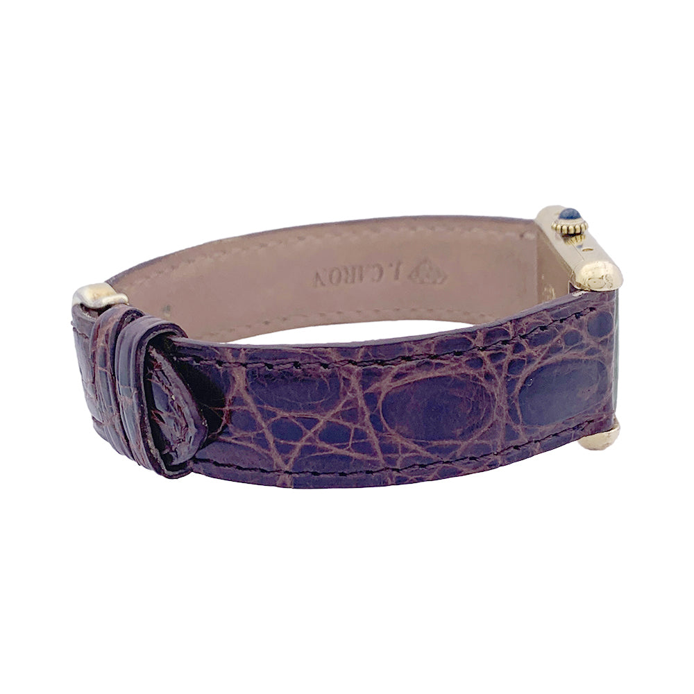 Cartier "Tank Must" watch, gold-plated silver, brown lacquered dial.