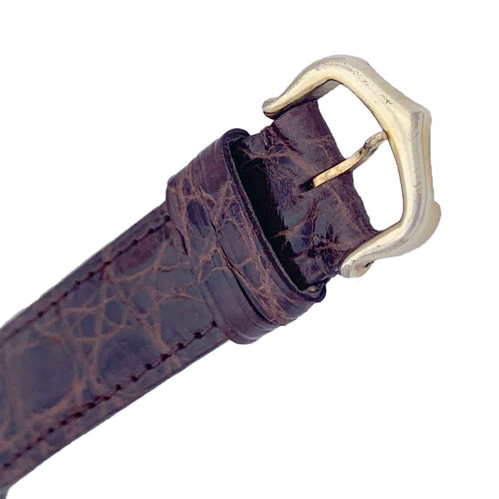 Cartier "Tank Must" watch, gold-plated silver, brown lacquered dial.