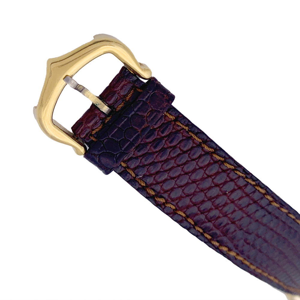 Cartier "Tank Must" watch, gold-plated silver, red lacquered dial.