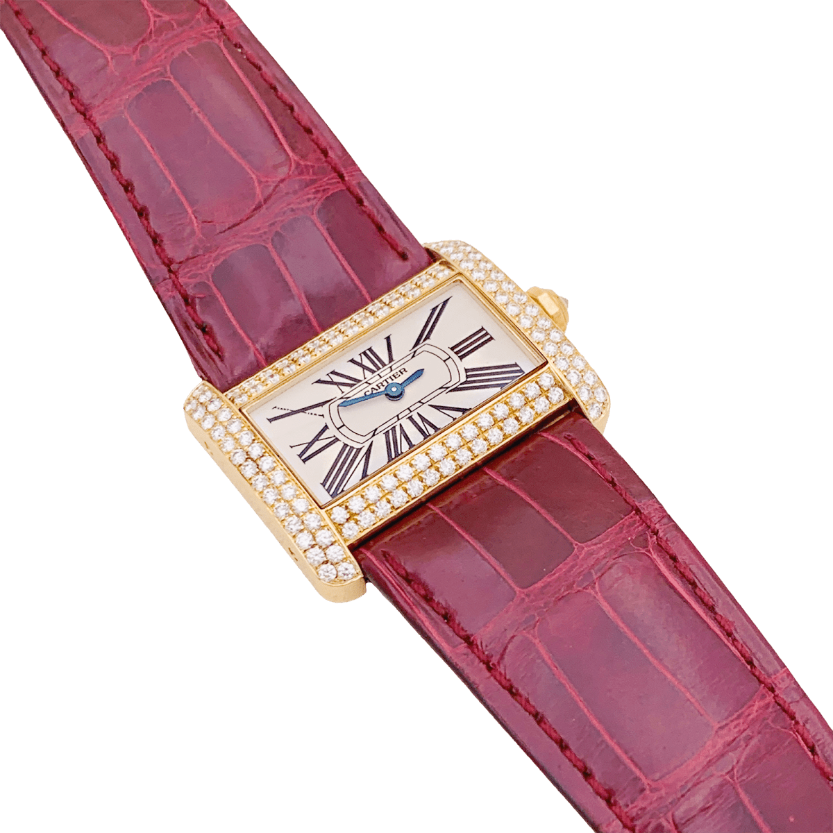 Montre Cartier, "Tank Divan", or jaune et diamants. - Maison Eloe