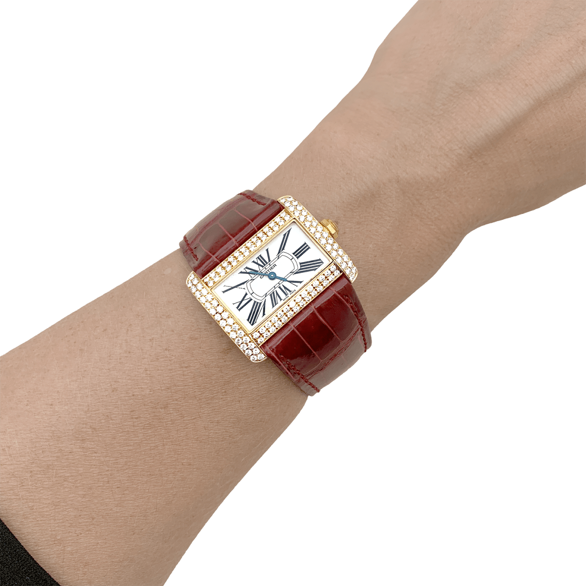 Montre Cartier, "Tank Divan", or jaune et diamants. - Maison Eloe