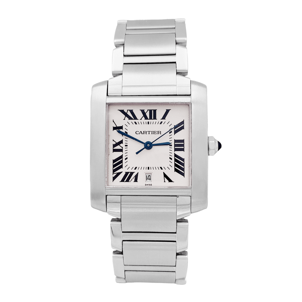 Montre Cartier, "Tank Française", acier. - Maison Eloe