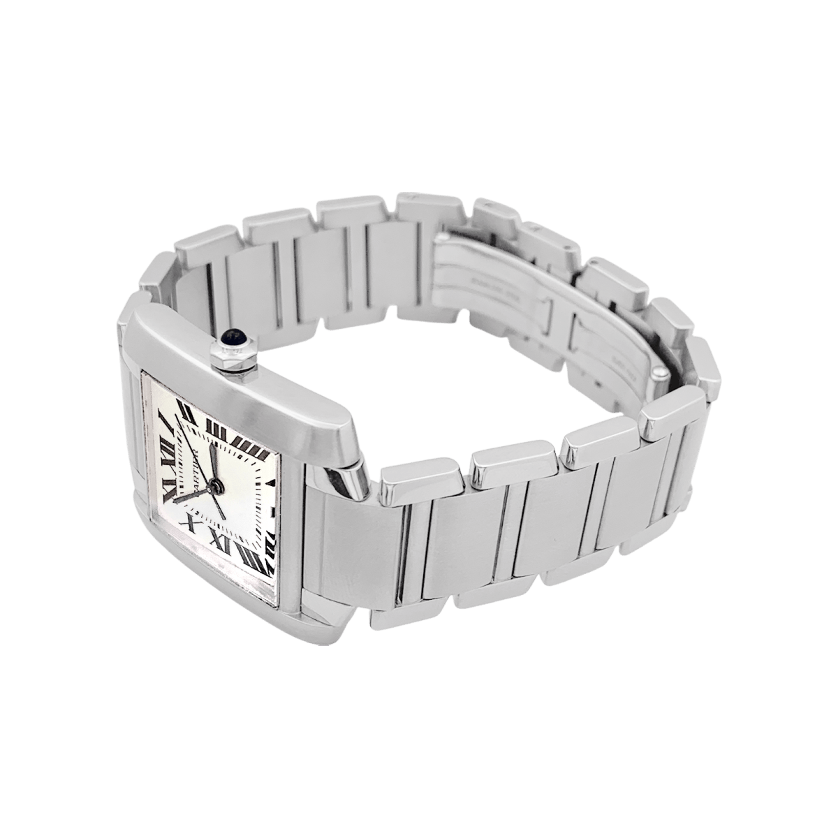 Montre Cartier, "Tank Française", acier. - Maison Eloe