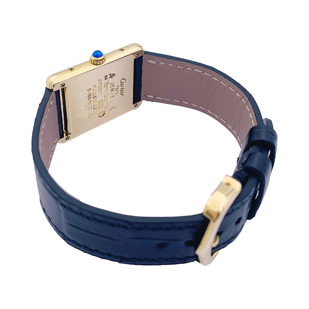 Cartier watch, "Must de Cartier", gold and silver plated, leather.
