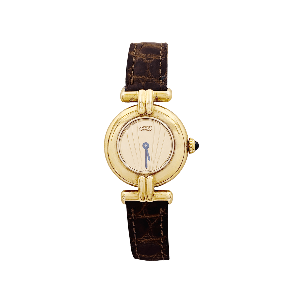 Montre Cartier, "Colisée Must", vermeil, cuir. - Maison Eloe