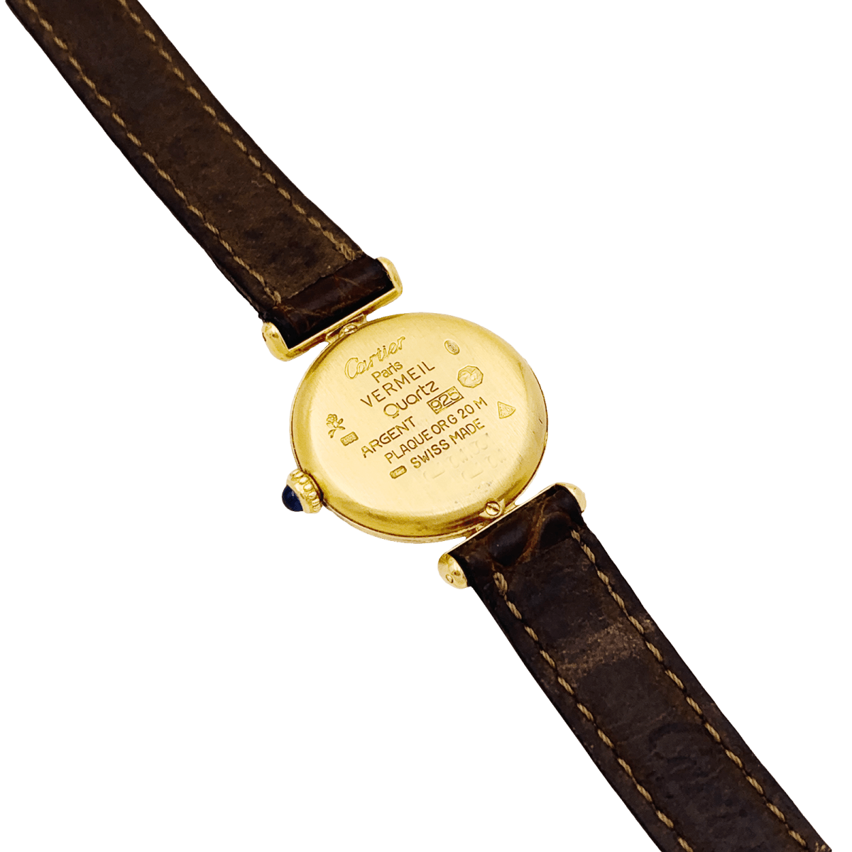 Montre Cartier, "Colisée Must", vermeil, cuir. - Maison Eloe