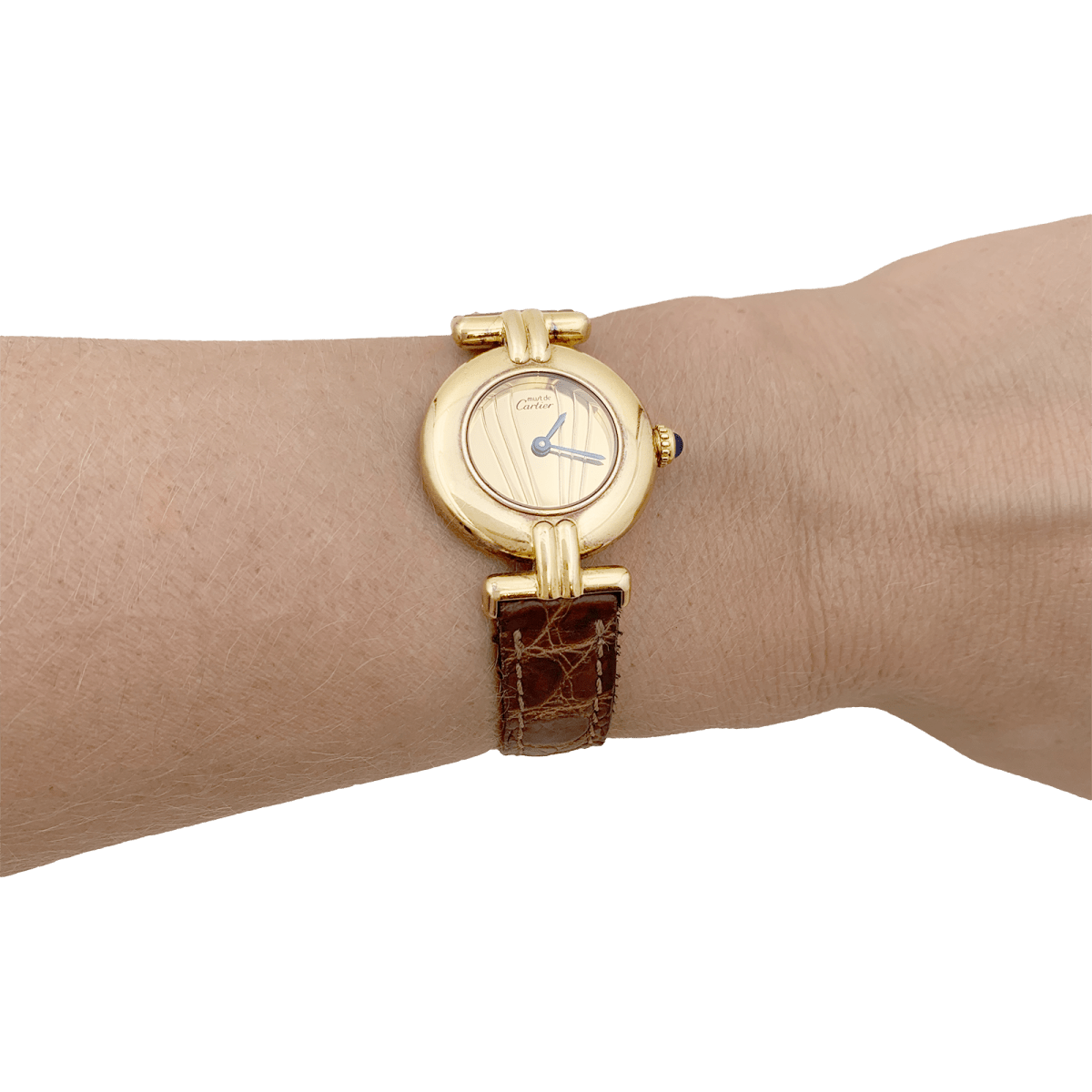 Montre Cartier, "Colisée Must", vermeil, cuir. - Maison Eloe