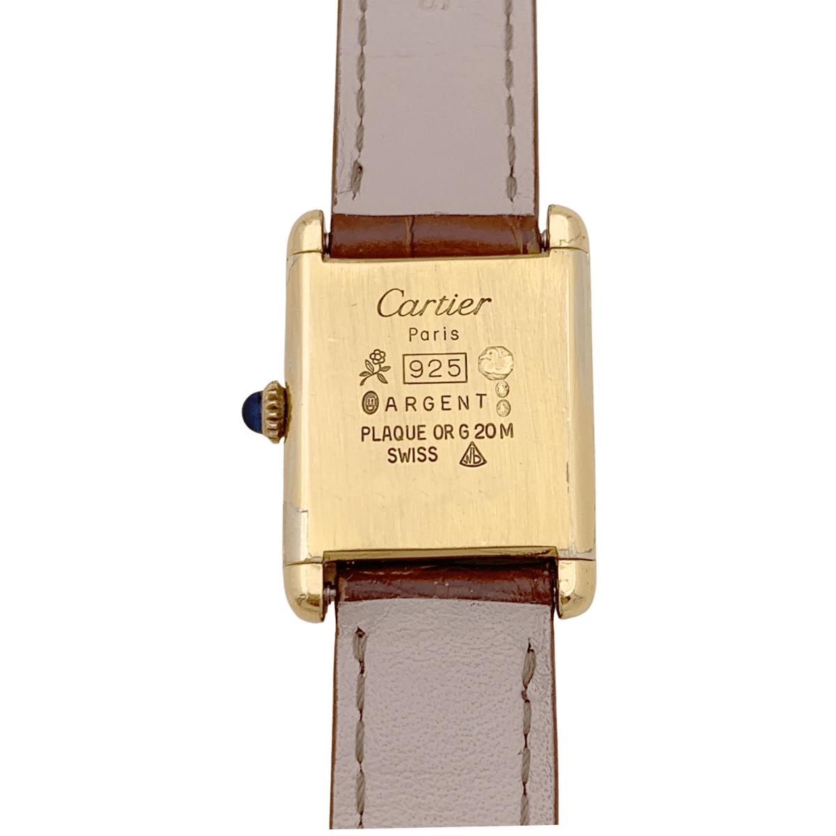 Montre Cartier "Tank Must" argent plaqué or, cuir. - Maison Eloe