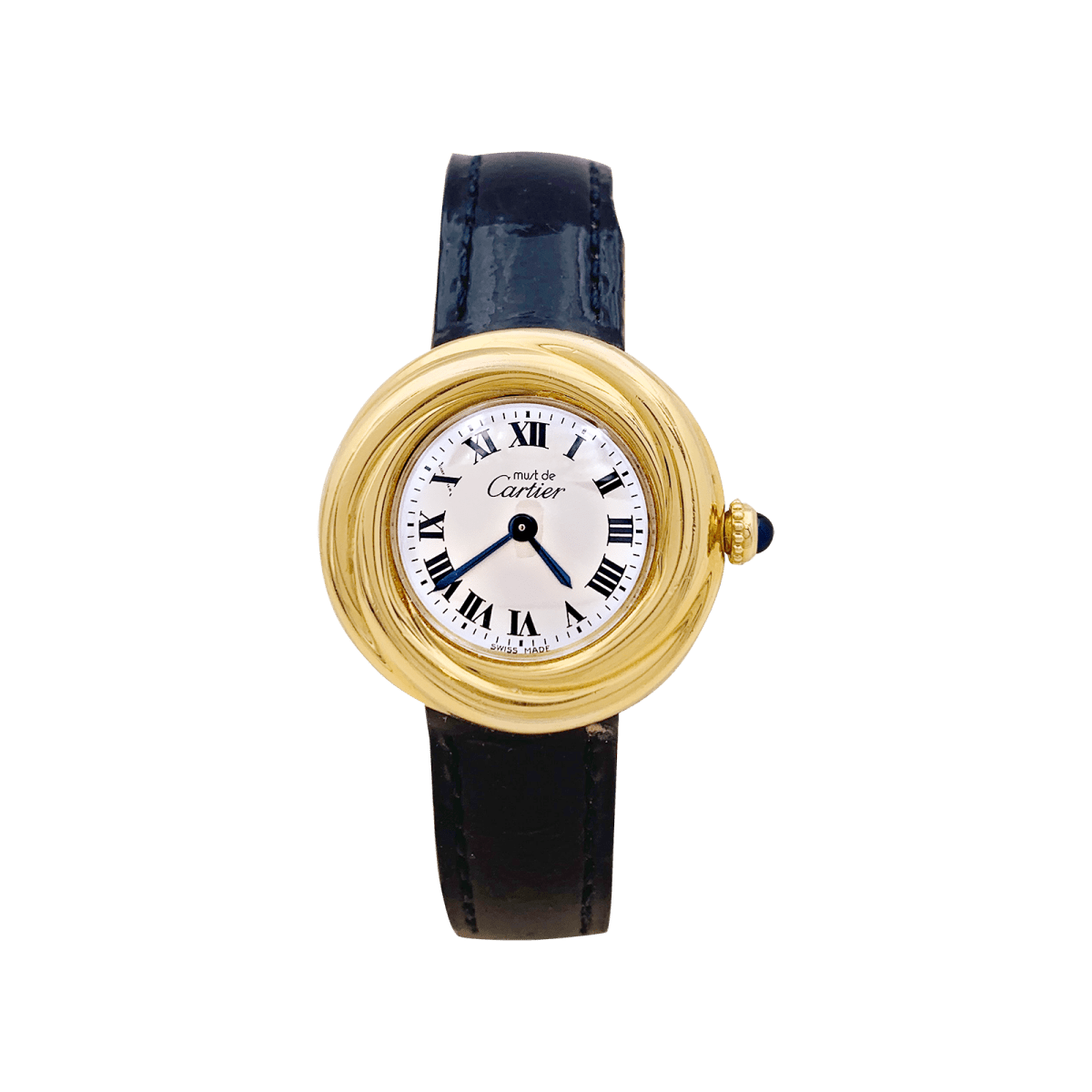 Montre Cartier, "Trinity Must", argent plaqué or, cuir. - Maison Eloe