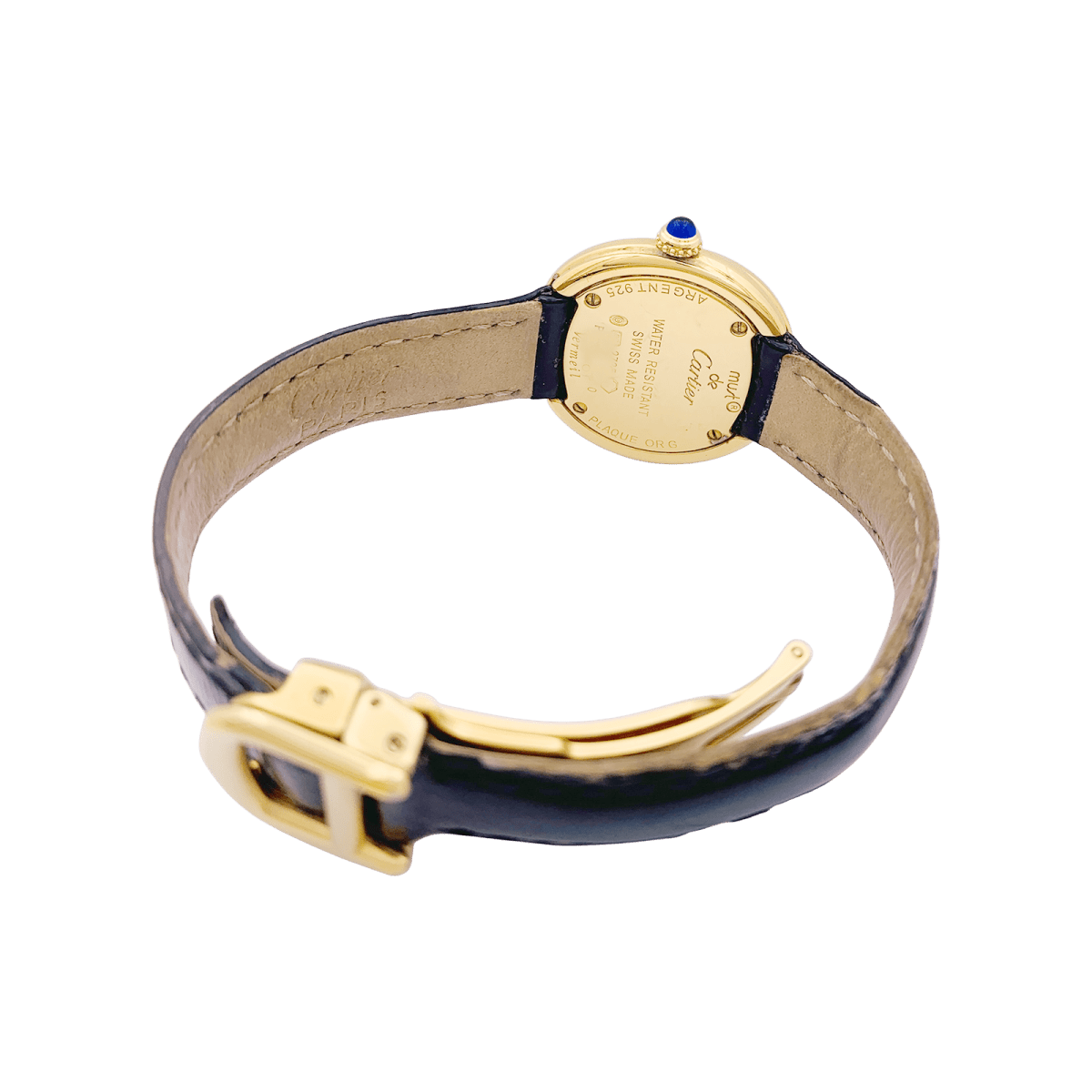 Montre Cartier, "Trinity Must", argent plaqué or, cuir. - Maison Eloe
