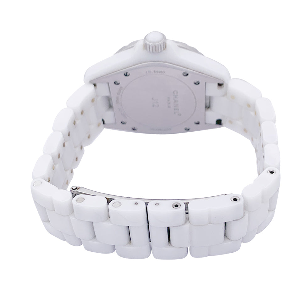 Chanel "J12" watch, white ceramic, diamonds.