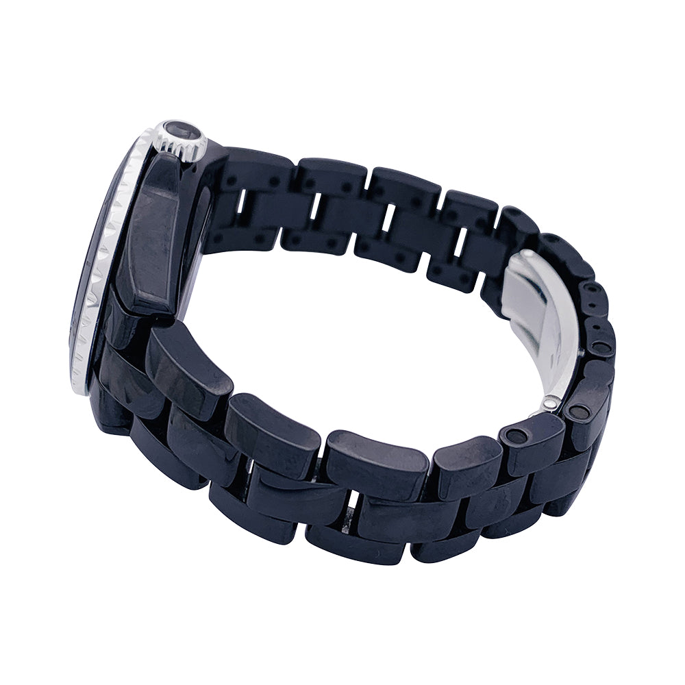 Chanel watch, "J12", black ceramic, steel.