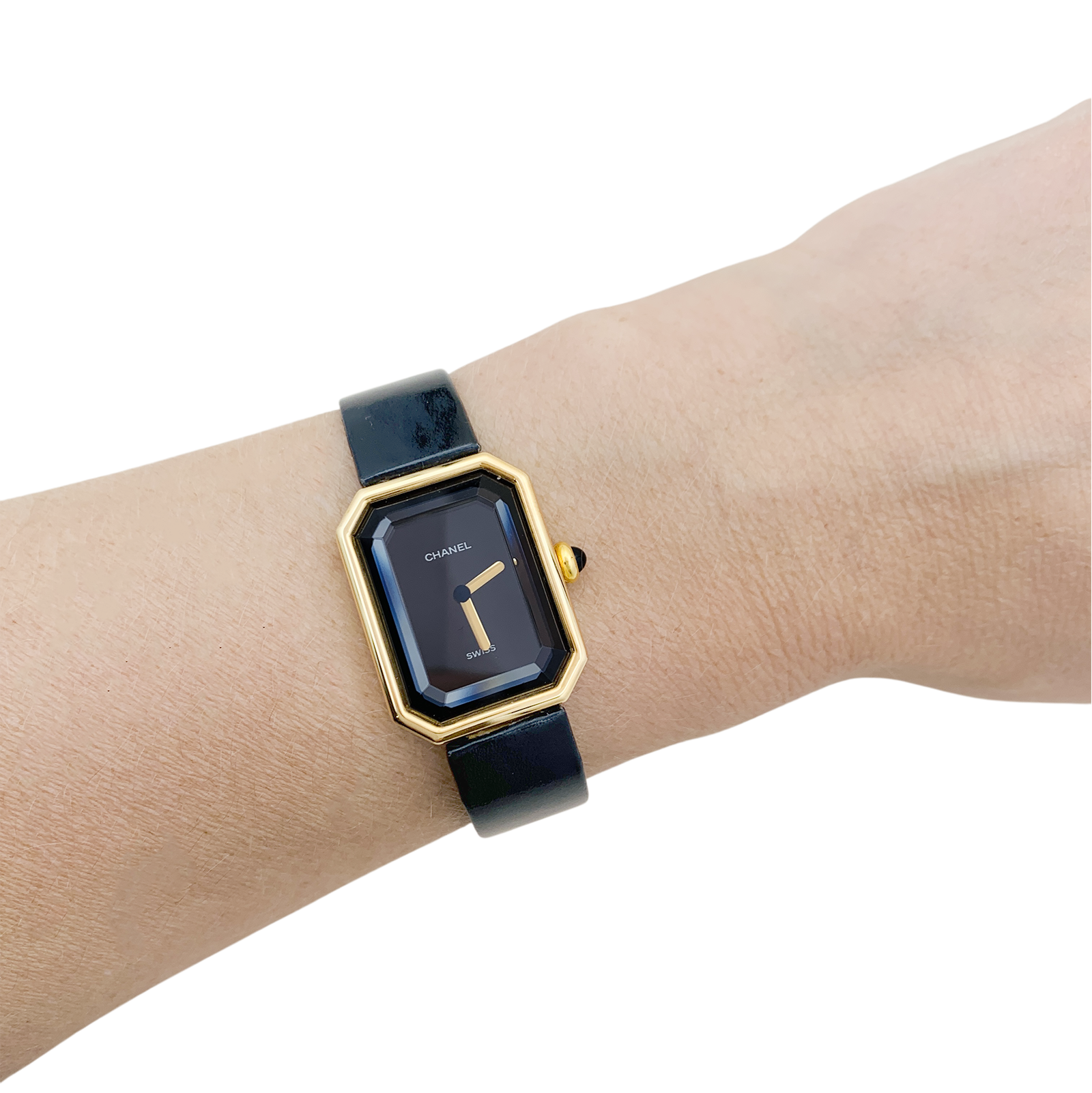 Chanel "Première" yellow gold watch.