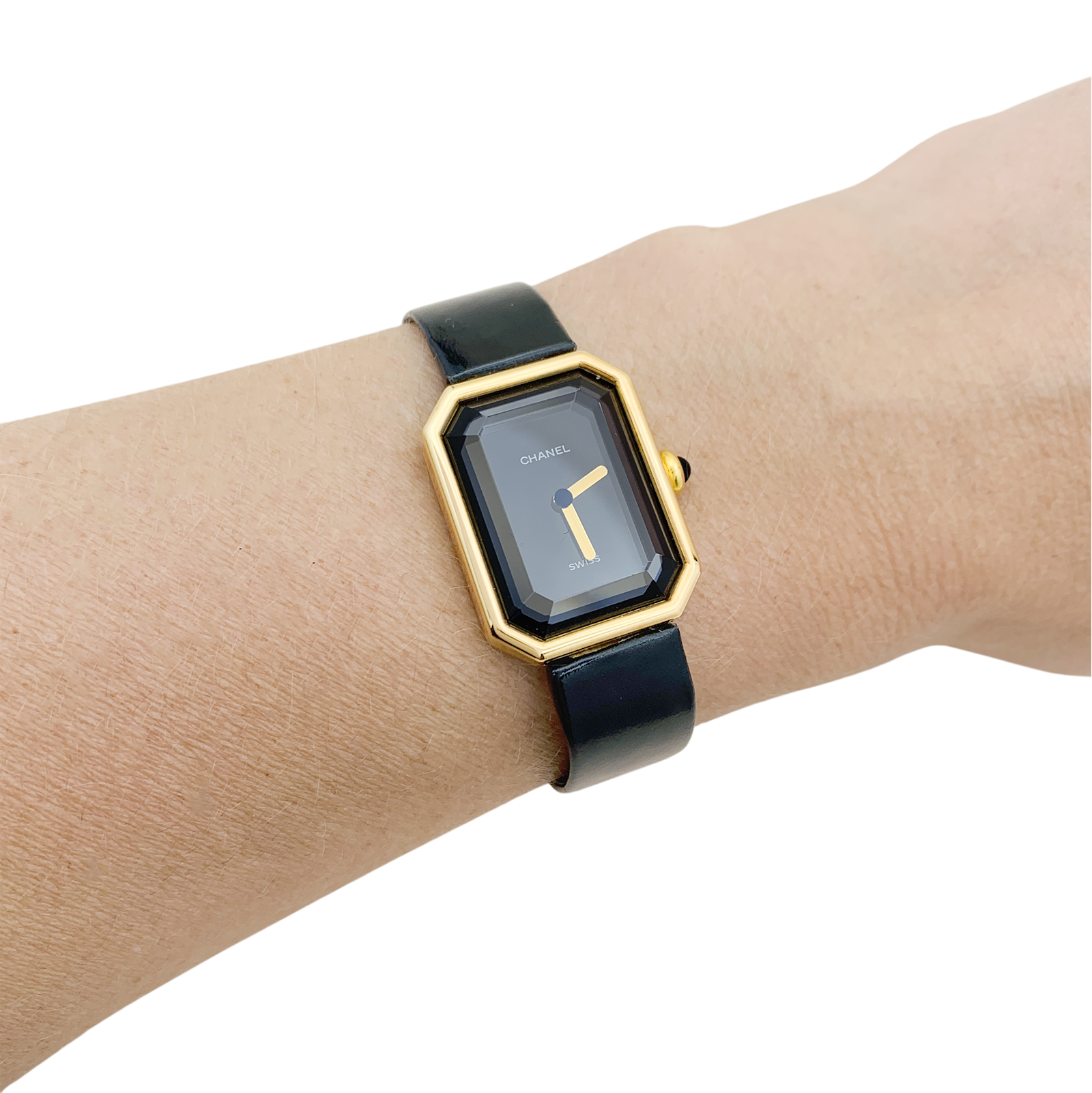 Chanel "Première" yellow gold watch.