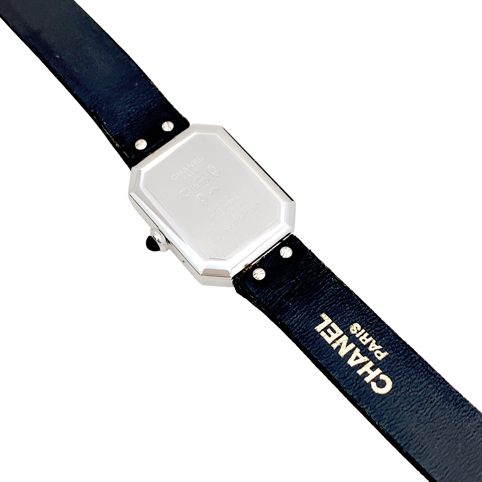 Chanel "Première" platinum watch.