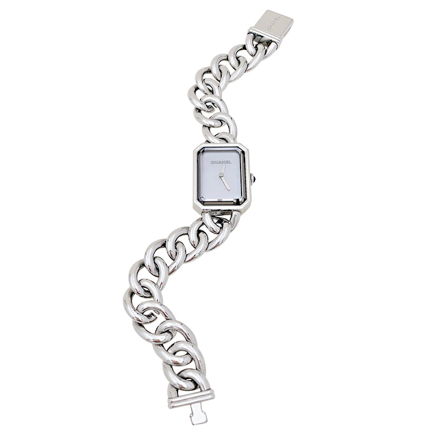 Chanel "Première Chaîne Gourmette" watch, steel and mother-of-pearl.