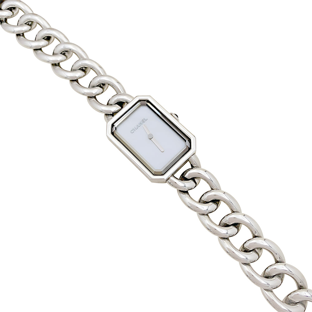 Chanel "Première Chaîne Gourmette" watch, steel and mother-of-pearl.