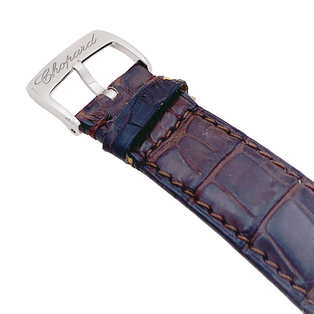 Chopard "Impériale" watch in steel, mother-of-pearl, leather.