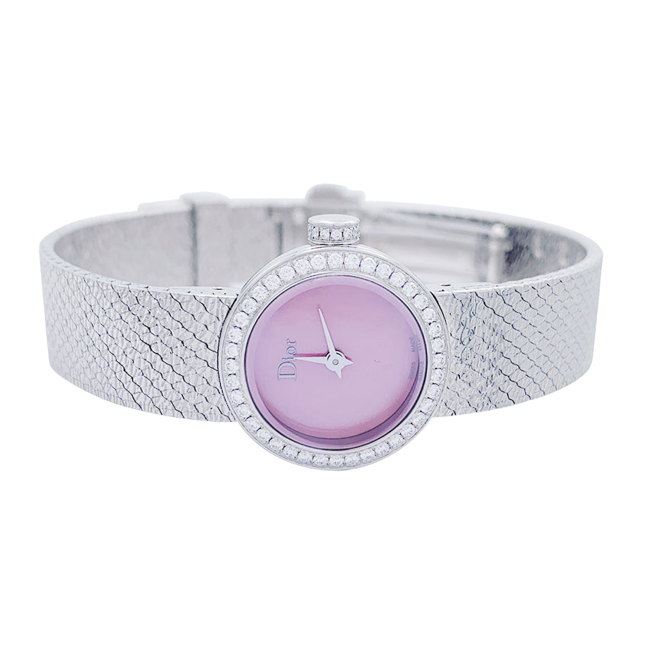 Dior watch, "La Mini D de Dior Satine", steel, diamonds, mother-of-pearl.