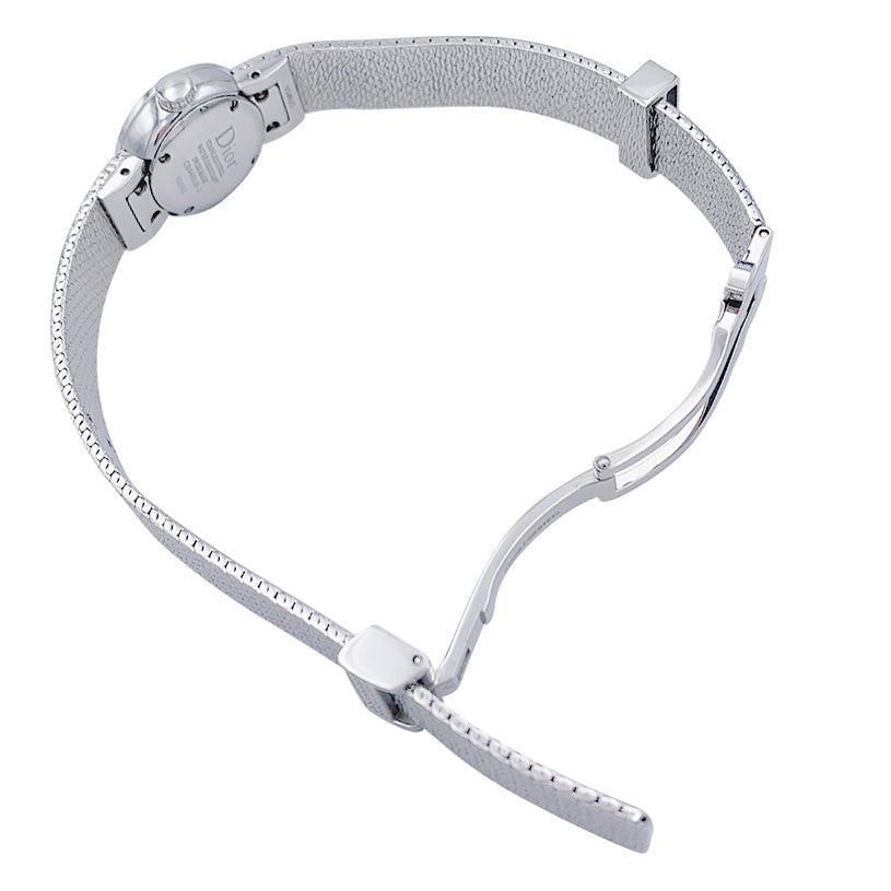 Montre Dior, "La Mini D de Dior Satine", acier, diamants, nacre.