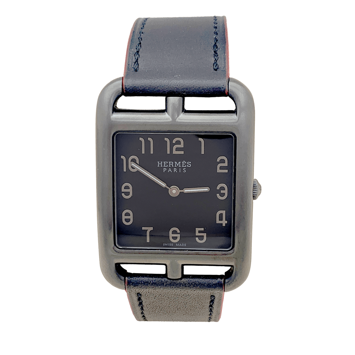 Montre Mixte Hermès, "Cape Cod Shadow, acier noirci, cuir. - Maison Eloe