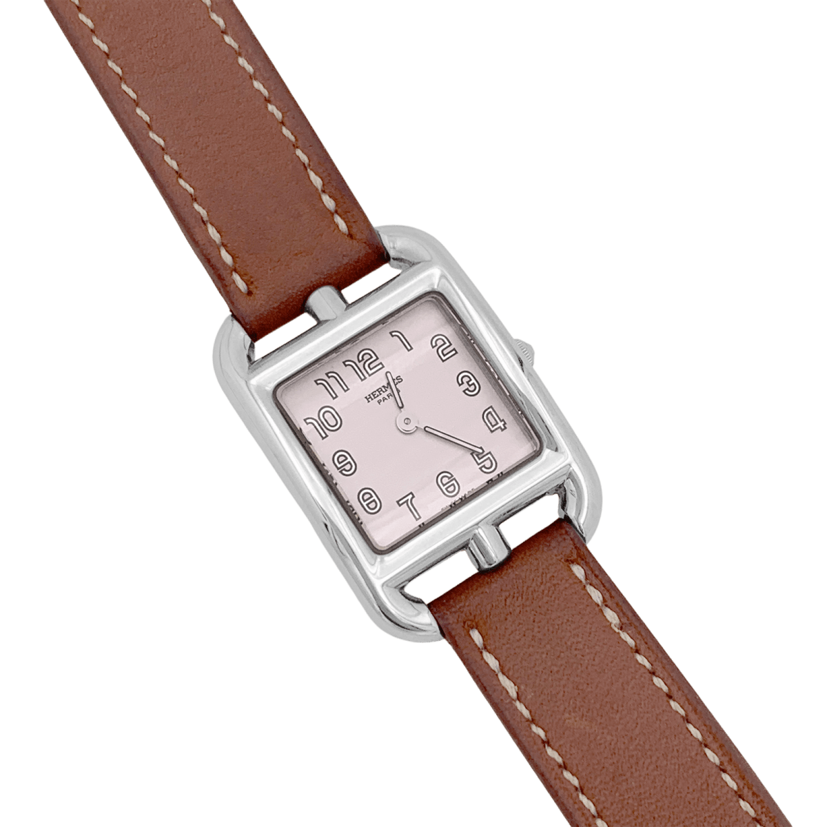 Montre Hermès, "Cape Cod", acier, cuir. quartz - Maison Eloe