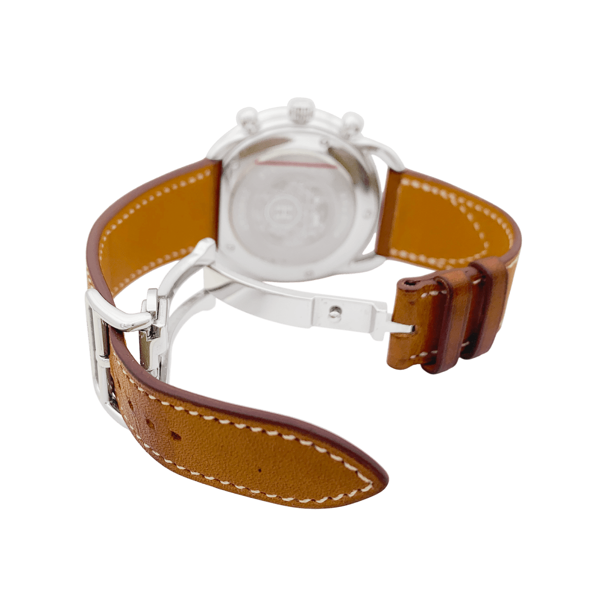 Montre Hermès, "Arceau Chronographe", acier, cuir. - Maison Eloe