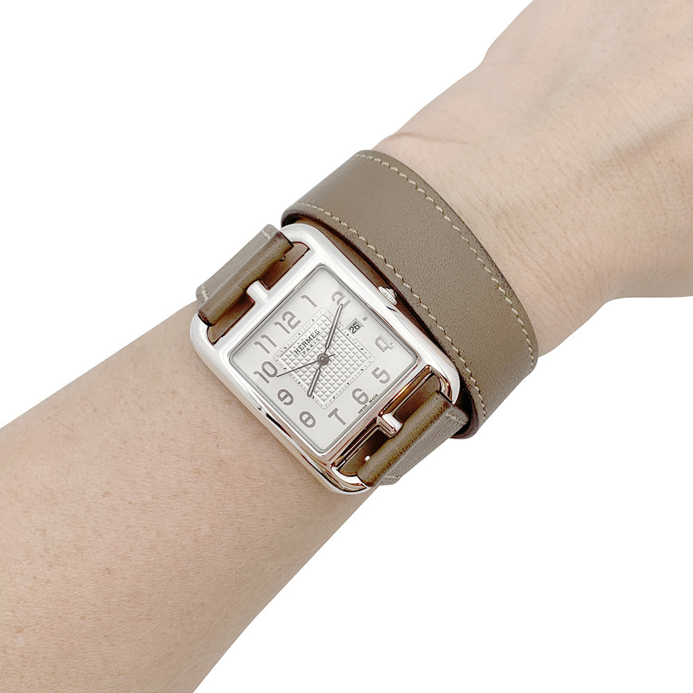 Hermès watch, "Cape Cod", steel on leather.