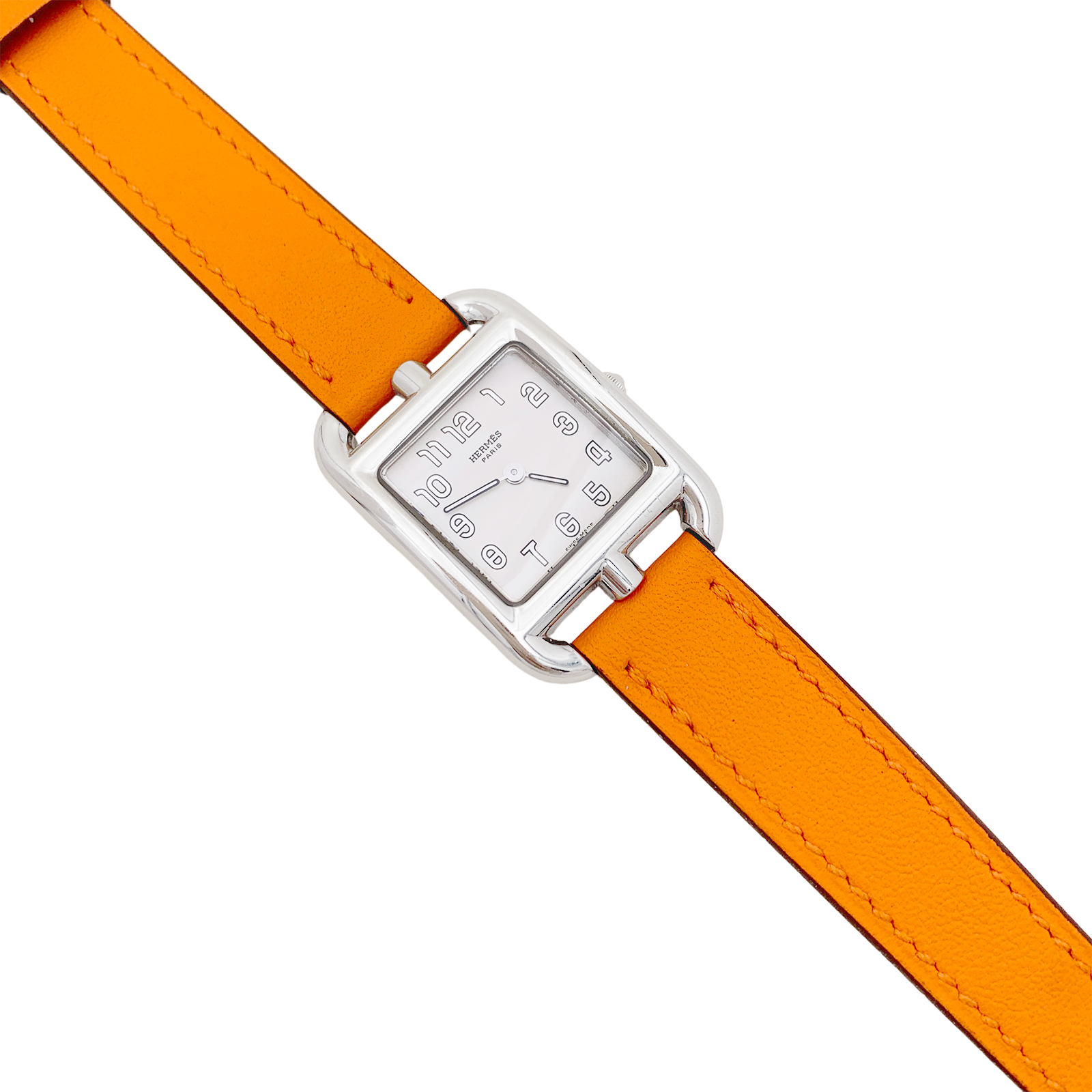 Montre Hermès, "Cape Cod", acier sur cuir.