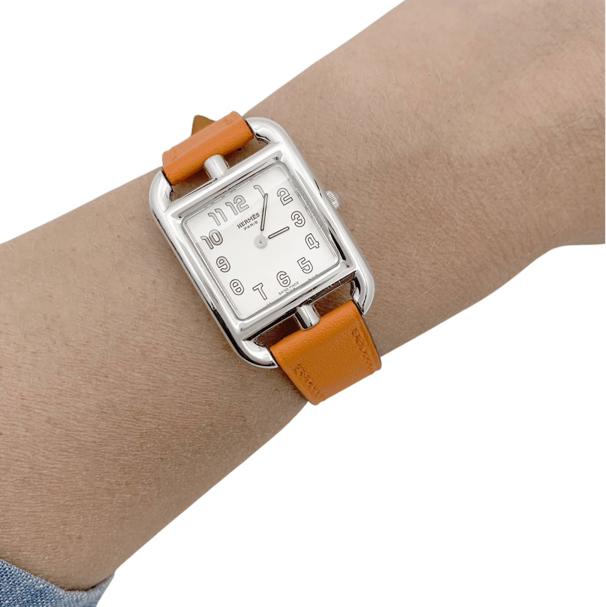 Montre Hermès, "Cape Cod", acier sur cuir. - Maison Eloe