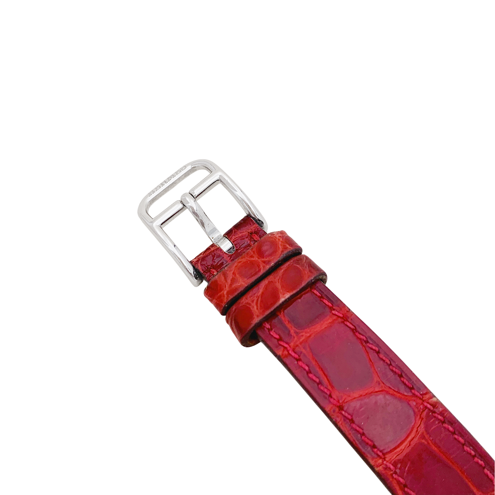 Hermès watch, "Cape Cod Tonneau", in steel and diamonds on leather.