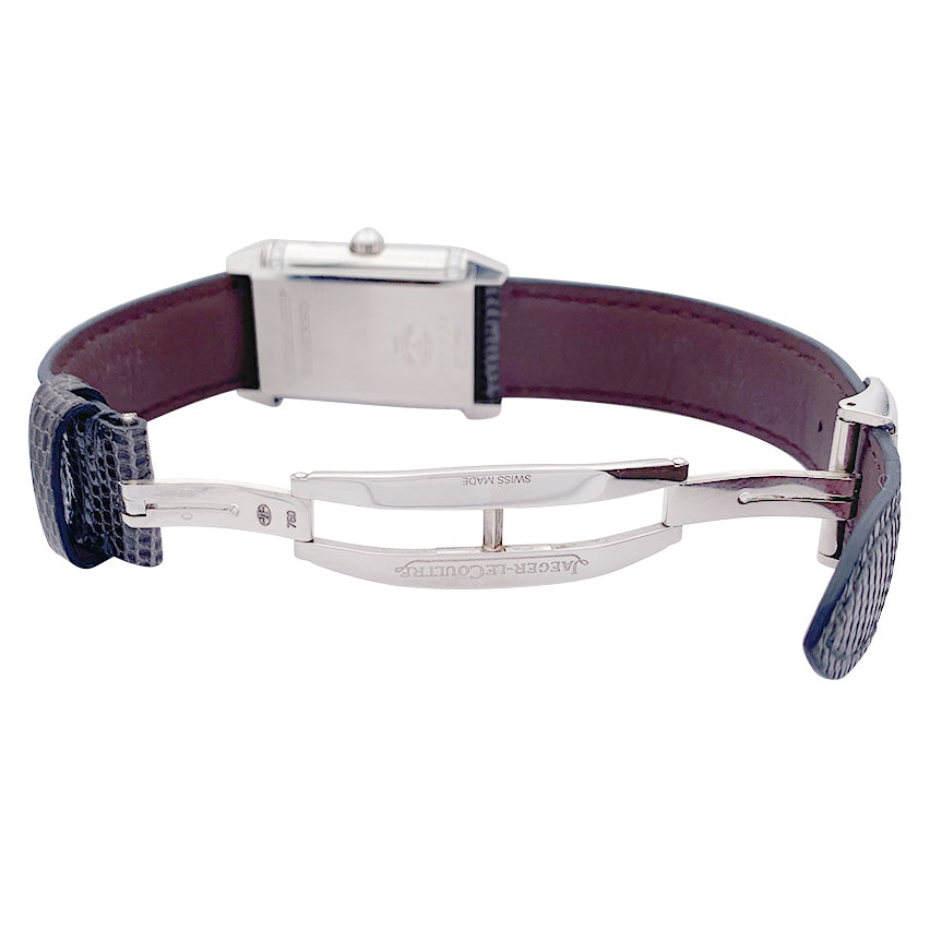 Montre Jaeger-LeCoultre, "Reverso Duetto", en or blanc et diamants.